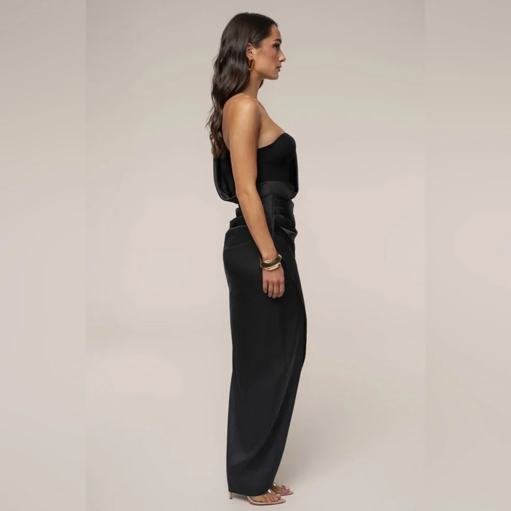 BLACK DRAPED RADIANCE Spring / Summer MAXI DRESS Size S - Picture 5 of 8